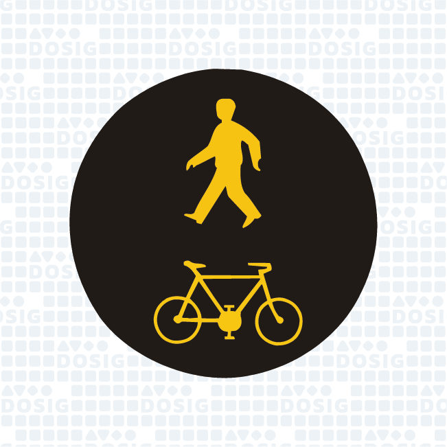 Signál žlutého světla ve tvaru chodce a cyklisty
